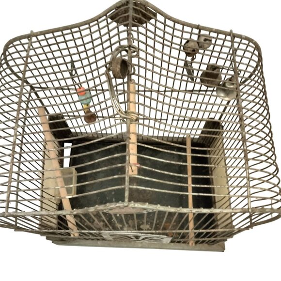 Crown Metal Bird Cage Antique Distressed Shabby Swing Decorative Door - Picture 7 of 13